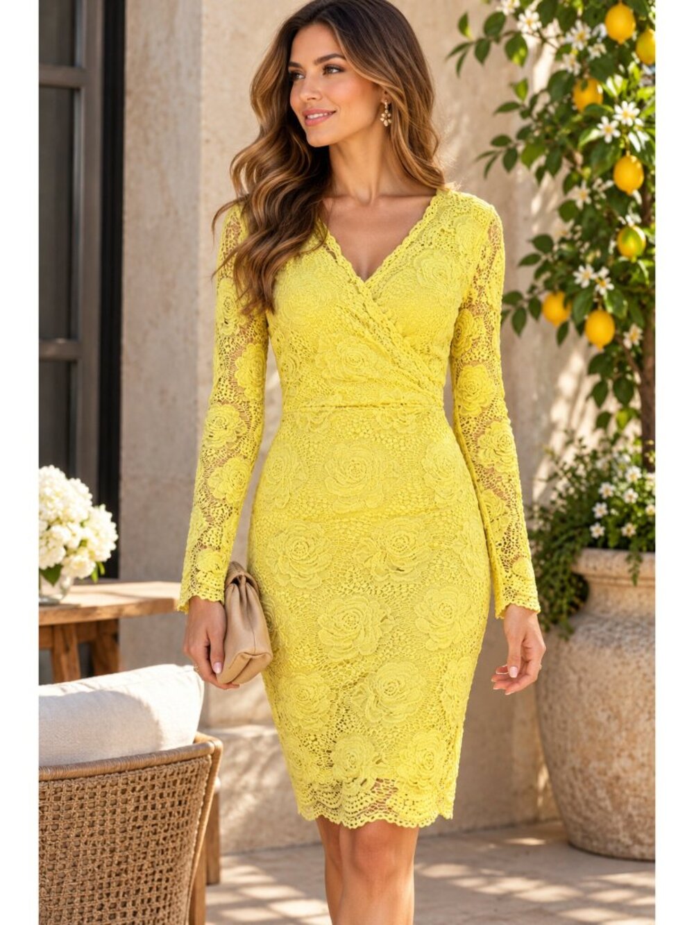 $140 VA VA VOOM Los Angeles Boutique Designer Long Sleeve Midi Dress Bodycon M